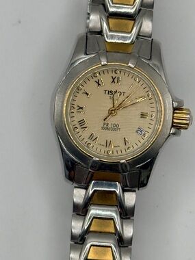 Vintage Tissot PR100 Swiss Two Tone Watch Roman Numeral Dial